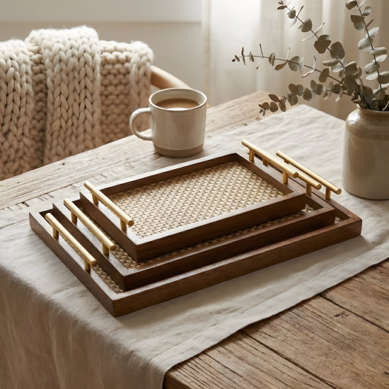 Wooden Tray Set 3 Pcs